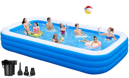 Large Inflatable Pool with Pump - 130'' x 72'' x 22''