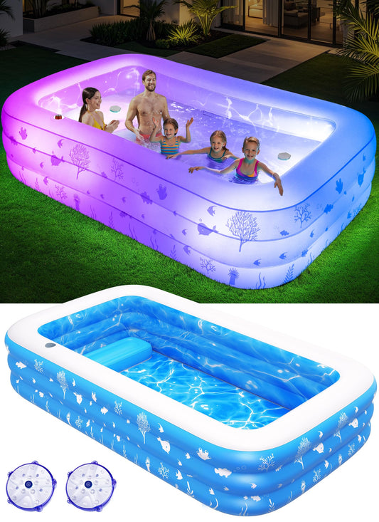 Inflatable Pool with Seat and Pool Lights